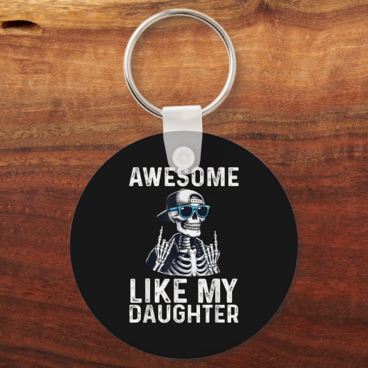 Retro Awesome Like My Daughter Funny Dad Parents D Sleutelhanger (Voorkant)