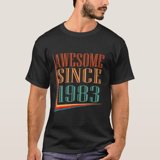 Retro Awesome Since 1983 39th Birthday T-shirt (Voorkant)