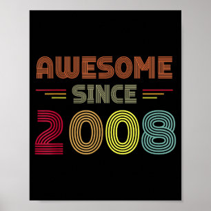 Retro Awesome Sinds 2008 14e Verjaardag Verjaardag Poster