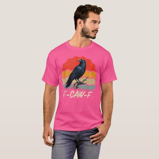 Retro awF Black Bird Crow Funny Crow Bird Cawing G T-shirt (Voorkant volledig)