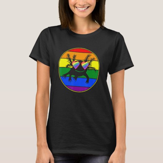 Retro Axolotl Lover Lgbtq Stuff Teen Rainbow Lesbi T-shirt (Voorkant)