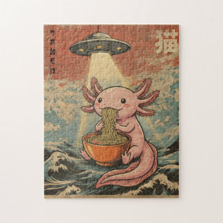 Retro Axolotl Ramen UFO Japanse Golf Puzzel