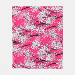 Retro Aziatisch bloemetjesbehang. Fleece Deken