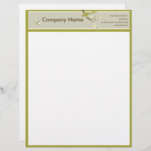 Retro Aziatisch-geïnspireerde eenvoud Letterhoofd Persoonlijk Briefhoofd (Voorkant / Achterkant)