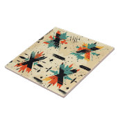 Retro Azteekse patroon geometrisch abstract sinaas Tegeltje (Zijkant)