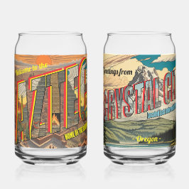 Retro Azteekse Rijk en Crystal City Blikvorm Glas