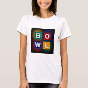 Retro B O W L Neon Bord, Bowling, T-shirt
