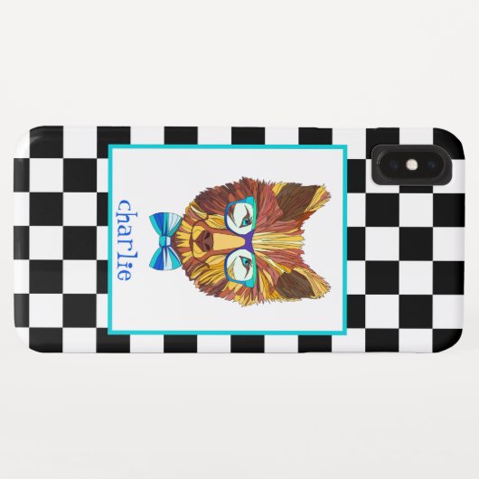 Retro B&W dambord, Hipster Beer, gepersonaliseerd Case-Mate iPhone Case (Achterkant (horizontaal))