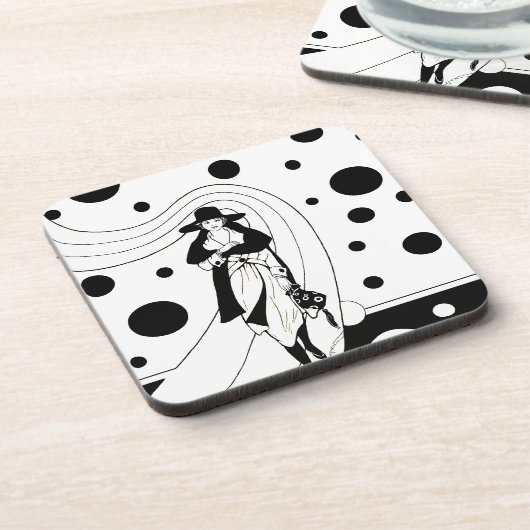 Retro-baanmodel, Art Deco-Mode Bier Onderzetter (Linkerzijde)