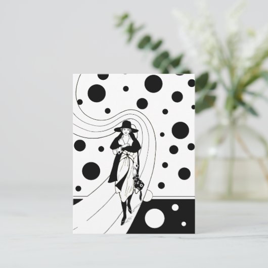 Retro-baanmodel,  Art Deco-Mode Briefkaart (Staand voorkant)