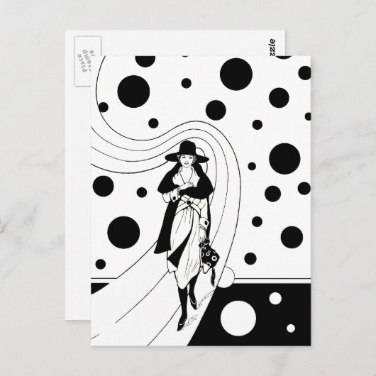 Retro-baanmodel,  Art Deco-Mode Briefkaart (Voorkant / Achterkant)