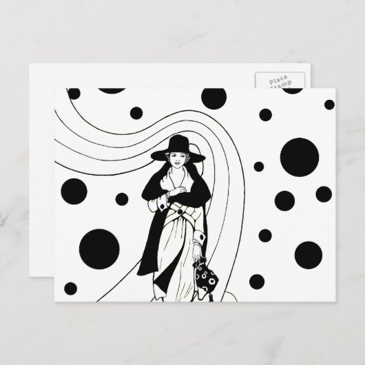 Retro-baanmodel, Art Deco-Mode Briefkaart (Voorkant / Achterkant)