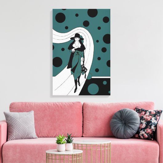 Retro-baanmodel,  Art Deco-Mode Canvas Afdruk (Insitu (Woonkamer))