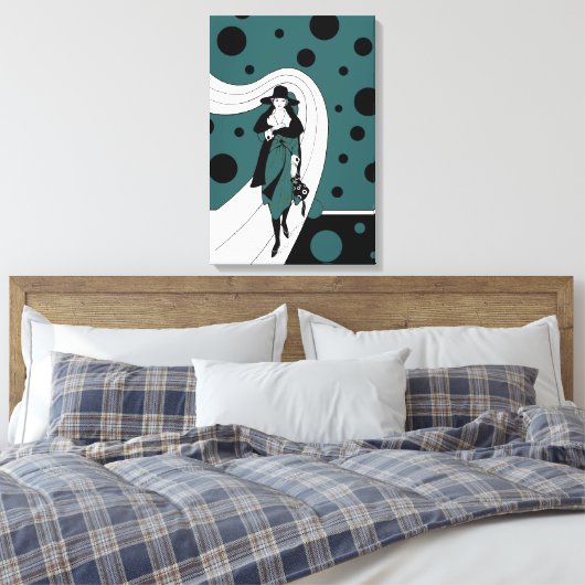 Retro-baanmodel,  Art Deco-Mode Canvas Afdruk (Insitu (Slaapkamer))