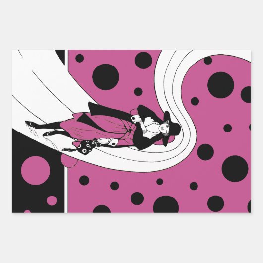 Retro-baanmodel,  Art Deco-Mode Inpakpapier Vel (Voorkant 2)