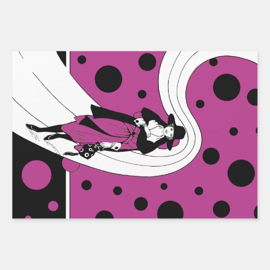 Retro-baanmodel,  Art Deco-Mode Inpakpapier Vel (Voorkant)