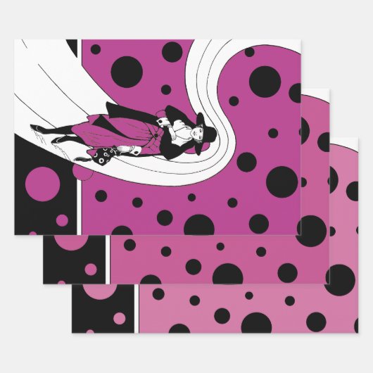 Retro-baanmodel,  Art Deco-Mode Inpakpapier Vel (Set)