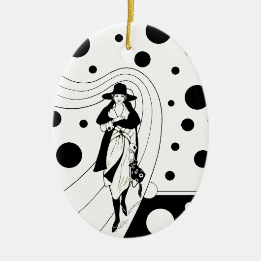 Retro-baanmodel, Art Deco-Mode Keramisch Ornament (Voorkant)