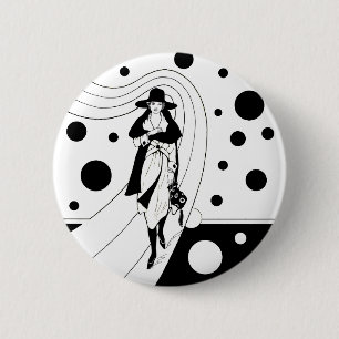 Retro-baanmodel, Art Deco-Mode Ronde Button 5,7 Cm