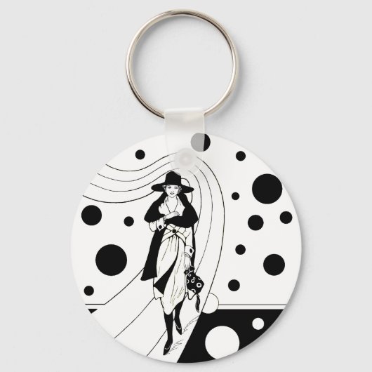 Retro-baanmodel,  Art Deco-Mode Sleutelhanger (Voorkant)