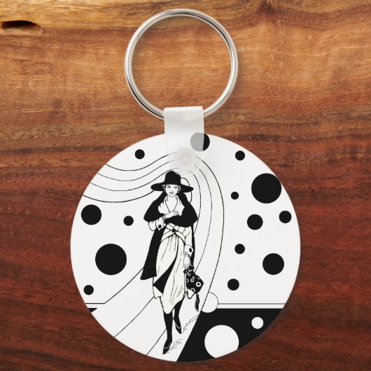 Retro-baanmodel,  Art Deco-Mode Sleutelhanger (Voorkant)