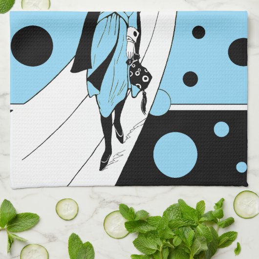 Retro-baanmodel, Art Deco-Mode Theedoek (Gevouwen)