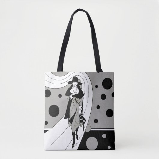 Retro-baanmodel,  Art Deco-Mode Tote Bag (Voorkant)