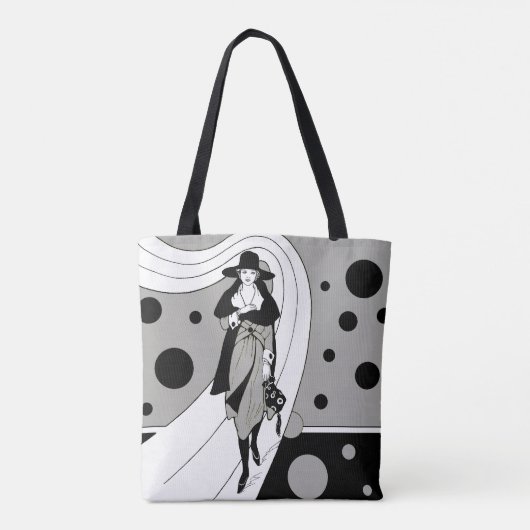 Retro-baanmodel, Art Deco-Mode Tote Bag (Achterkant)