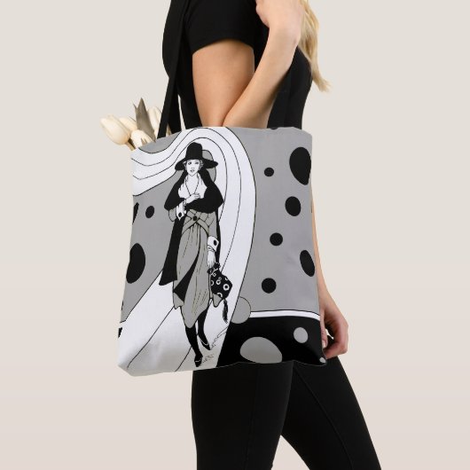 Retro-baanmodel, Art Deco-Mode Tote Bag (Dichtbij)