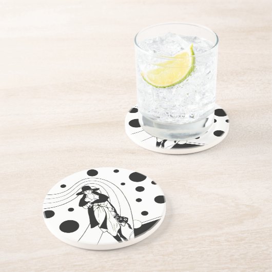 Retro-baanmodel, Art Deco-Mode Zandsteen Onderzetter (Zijkant)