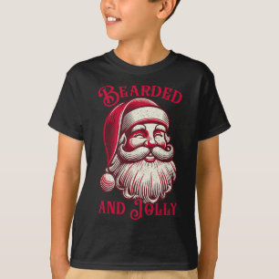 Retro baarde en vrolijke kerst grappig Kerstman ge T-shirt