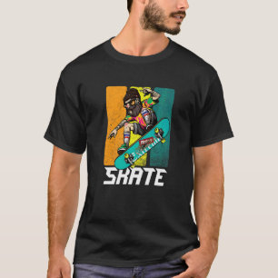Retro baardige skateboarder hipster longboard skat t-shirt