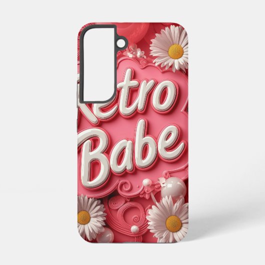 Retro Babe Bloemen (rood) Telefoonhoesje Samsung Galaxy Hoesje (Achterkant)