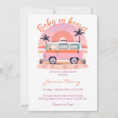 Retro Baby aan boord  Van Baby shower Kaart (Voorkant)