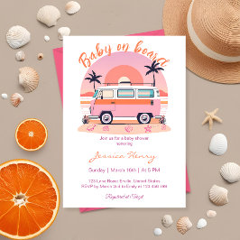 Retro Baby aan boord  Van Baby shower Kaart