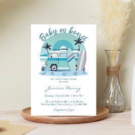 Retro Baby aan boord Zomerse Baby shower Kaart