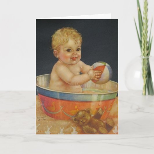 Retro Baby Bath-Wenskaart Kaart (Voorkant)