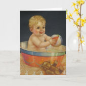Retro Baby Bath-Wenskaart Kaart (Gele Bloem)