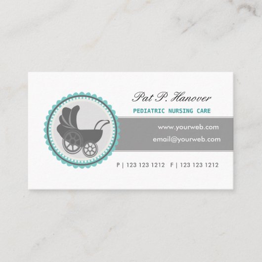 Retro Baby BLUE Carriage  Victoriaans tijdperk Visitekaartje (Voorkant)