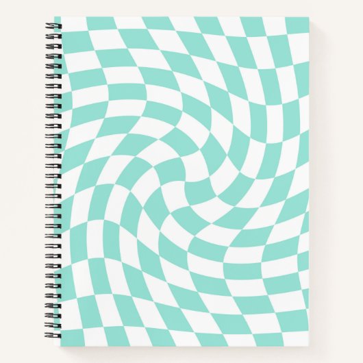 Retro Baby Blue Pastel Warped Checkered Notitieboek (Voorkant)