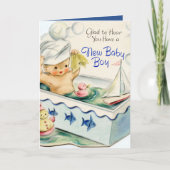 retro baby boy add sentiment Card Kaart (Voorkant)