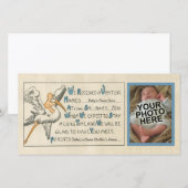 Retro Baby Boy & Stork Ouders Geboorteaankondiging Aankondiging (Voorkant / Achterkant)