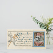 Retro Baby Boy & Stork Ouders Geboorteaankondiging Aankondiging (Staand voorkant)