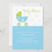 Retro Baby Buggy Baby shower Invitation Kaart (Voorkant)