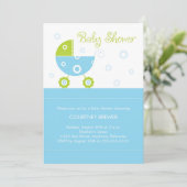 Retro Baby Buggy Baby shower Invitation Kaart (Staand voorkant)