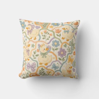 Retro Baby Eend Pastel Patroon Slaapkamer Kussen