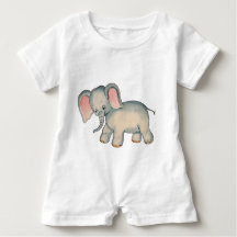 Retro Baby Elephant Baby Romper