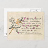 Retro Baby Girl & Stork Ouders Geboorteaankondigin Aankondigingskaart (Voorkant / Achterkant)