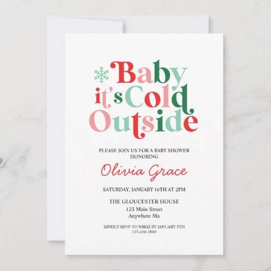 Retro Baby Het is koud buiten Baby shower Kaart (Voorkant)
