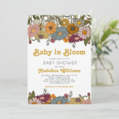 Retro Baby in het Baby shower Bloom Daisy Kaart (Staand voorkant)